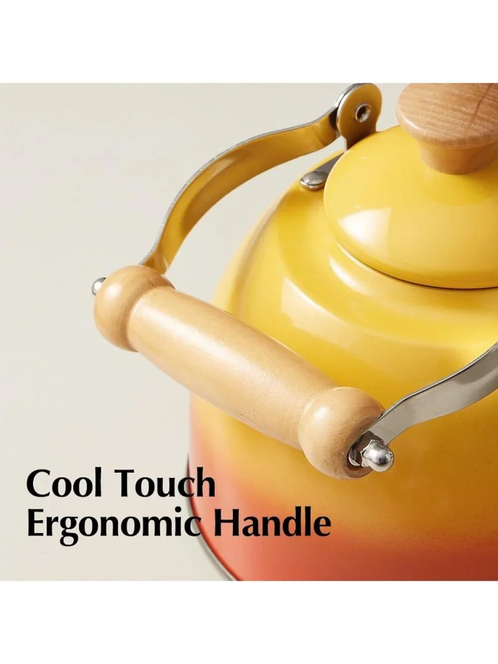 ROCKURWOK 1.6 Quart Orange Whistling Tea Kettle Stainless Steel Stovetop Tea Pot